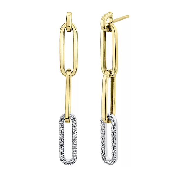 18K Diamond Paperclip Dangle Earrings